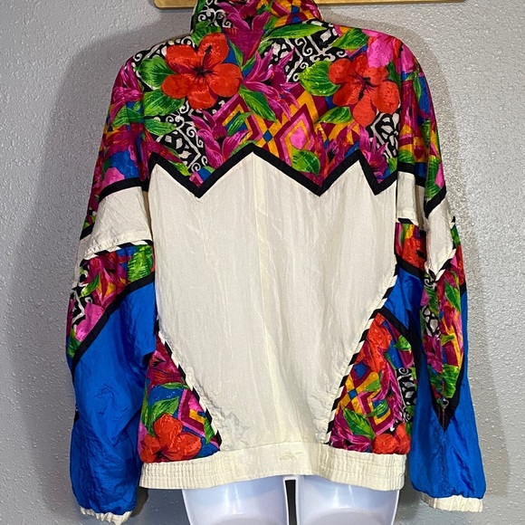 VNTG Dashers Vibrant Women's Bomber Jacket with Floral Accents - Picture 4 of 9
